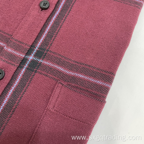 Red plaid 100%cotton flannel shirt for men